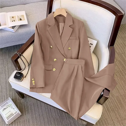 Eleanor | Women's Double-Breasted Blazer & Trousers Suit Two-Piece Set