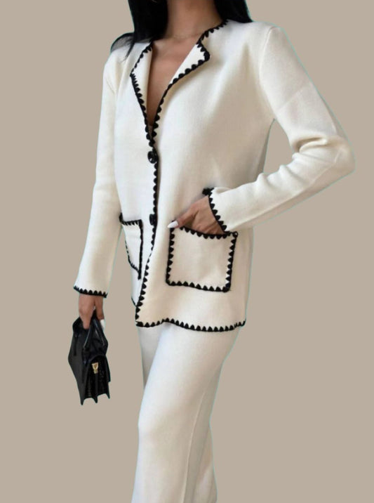 Women  knitted 2 piece jacket/pants set